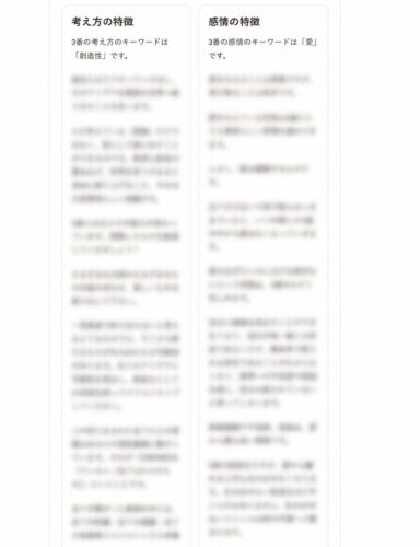 資質リーディング結果サンプル:考え方と感情の特徴