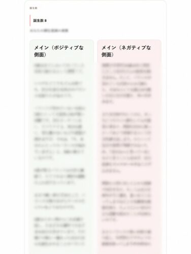 資質リーディング結果サンプル:ポジティブ面とネガティブ面